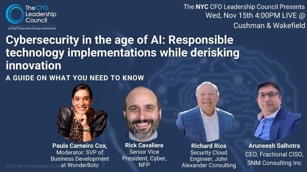 CFO Leadership Council panel announcement featuring Aruneesh Salhotra